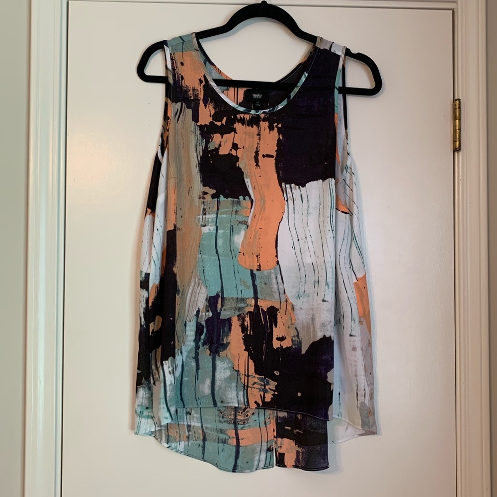 Abstract tie dye open-back tank